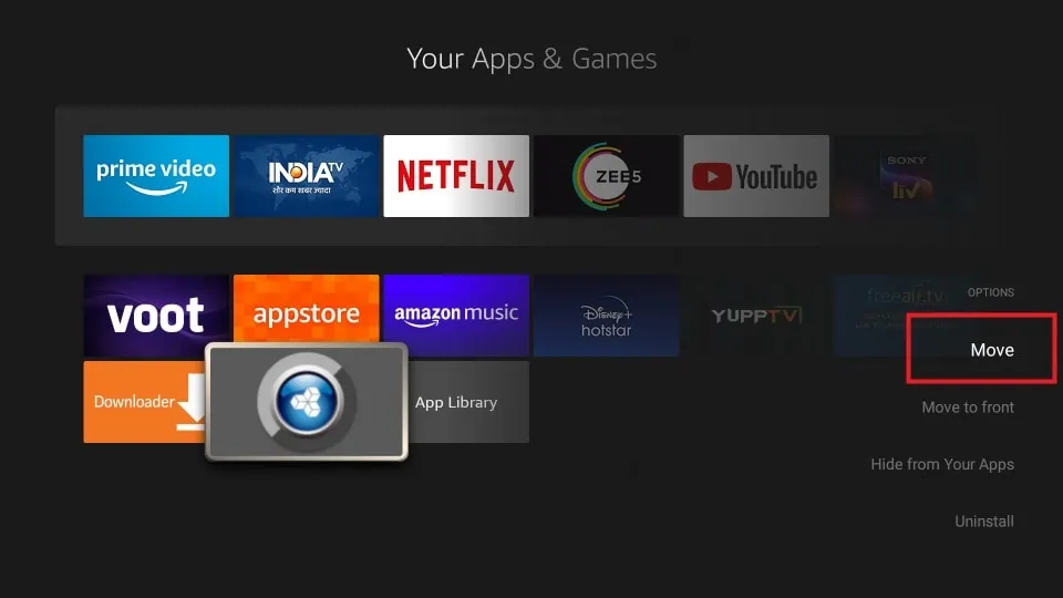 menu button on firestick