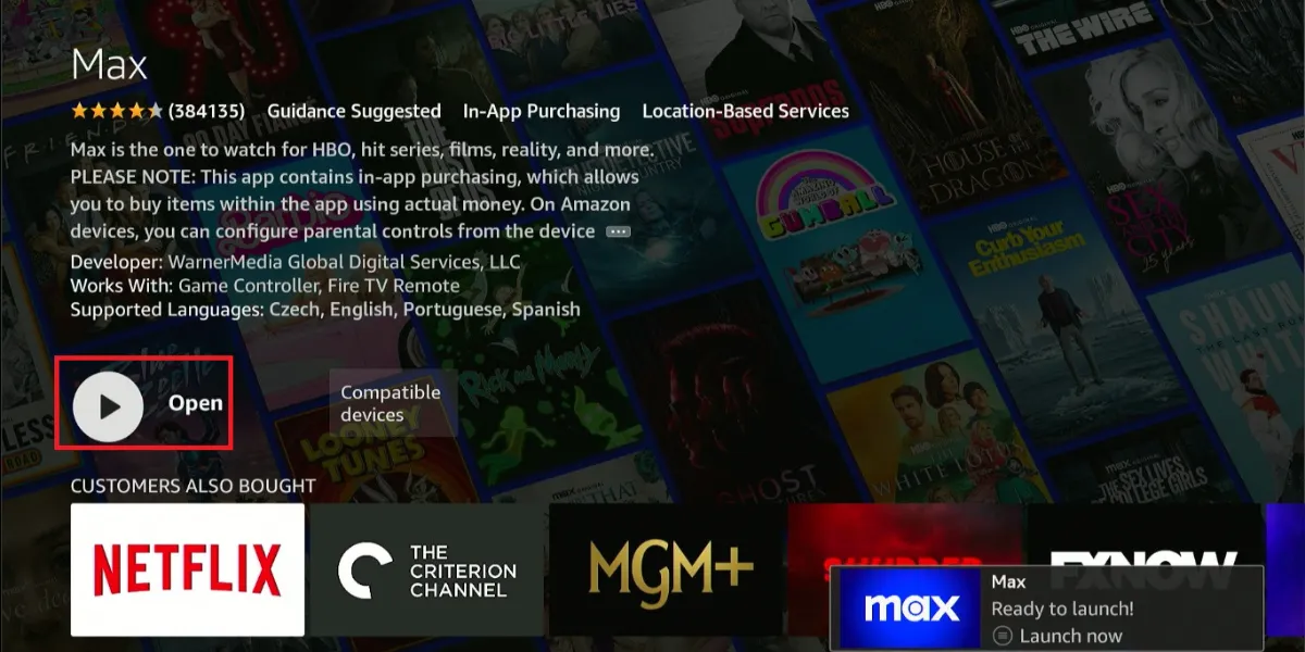 click on open button