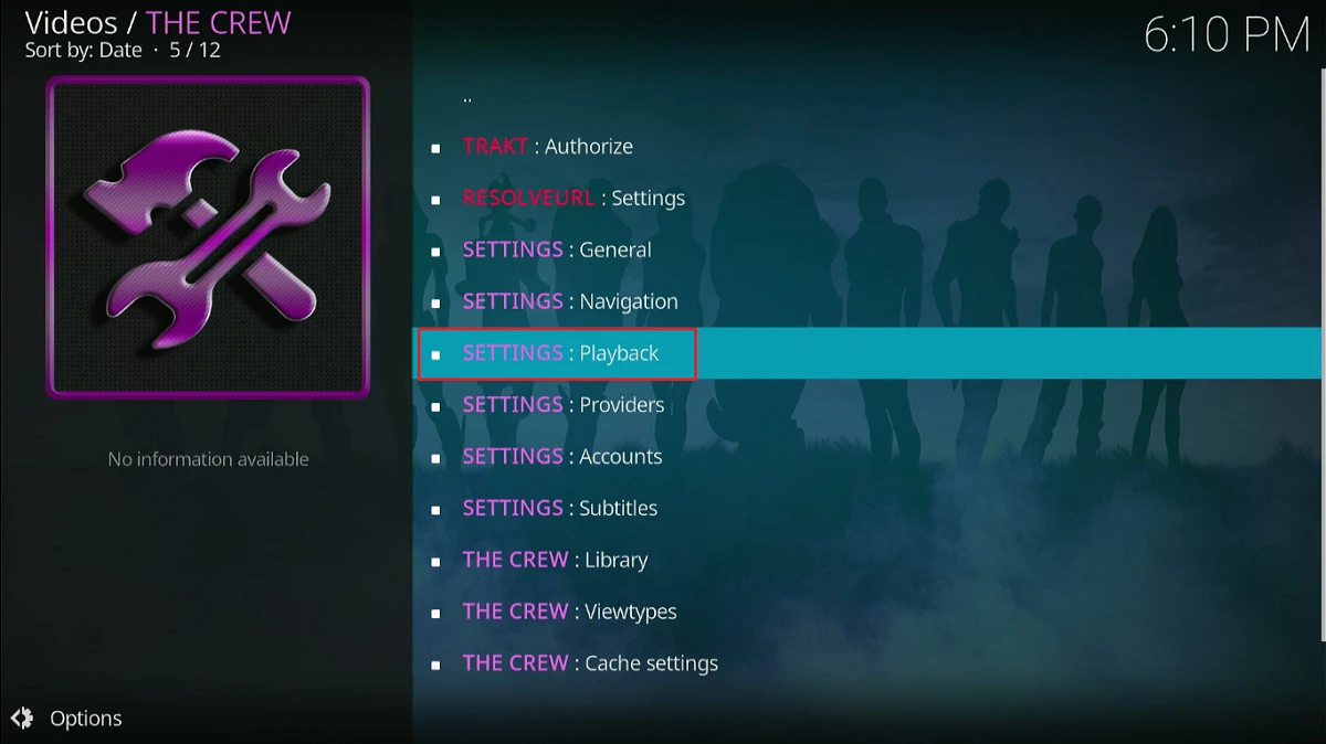 settings playback