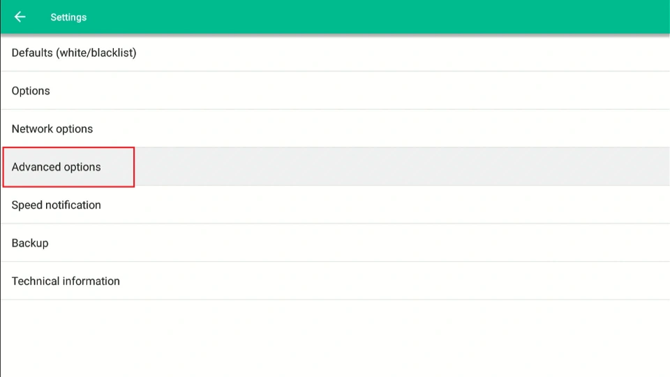 select advanced options