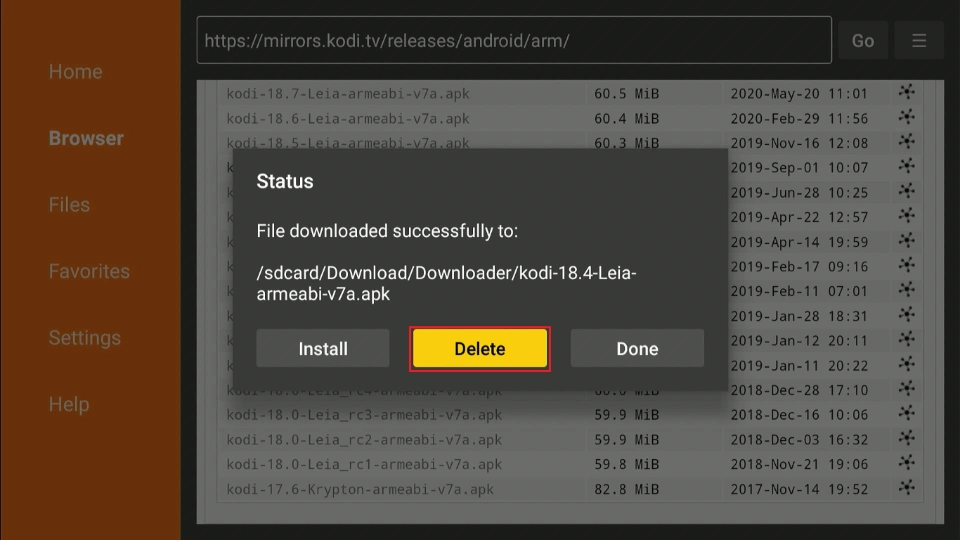 delete apk