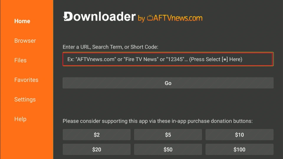 select the url field